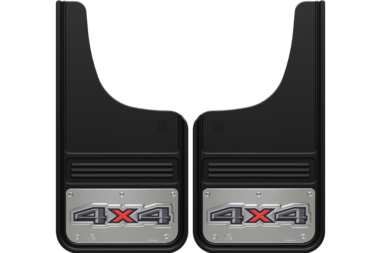 Truck Hardware 2-Pc Front Stainless "Gray 4x4" Mud Flap Set